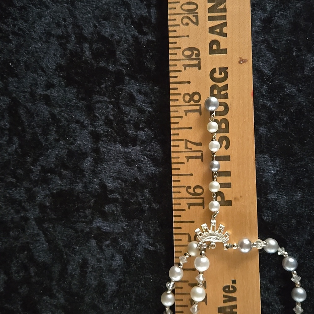 Made In Japan. Stunning Vintage Faux Pearl And Crystal 3-strand Necklace. - Picture 12 of 12